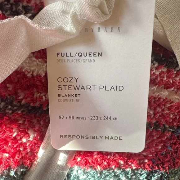 Pottery Barn Stewart Plaid "Super Soft" Blanket - Retail $129 - New with tags! - Picture 2 of 4